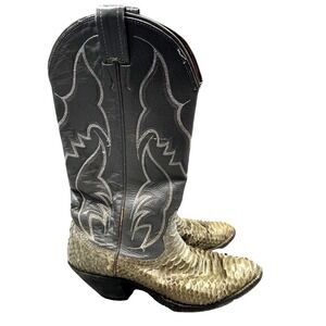 Nocona Snakeskin Exotic Leather Boots Women's 5 1/2 A Gray Cowboy Western USA